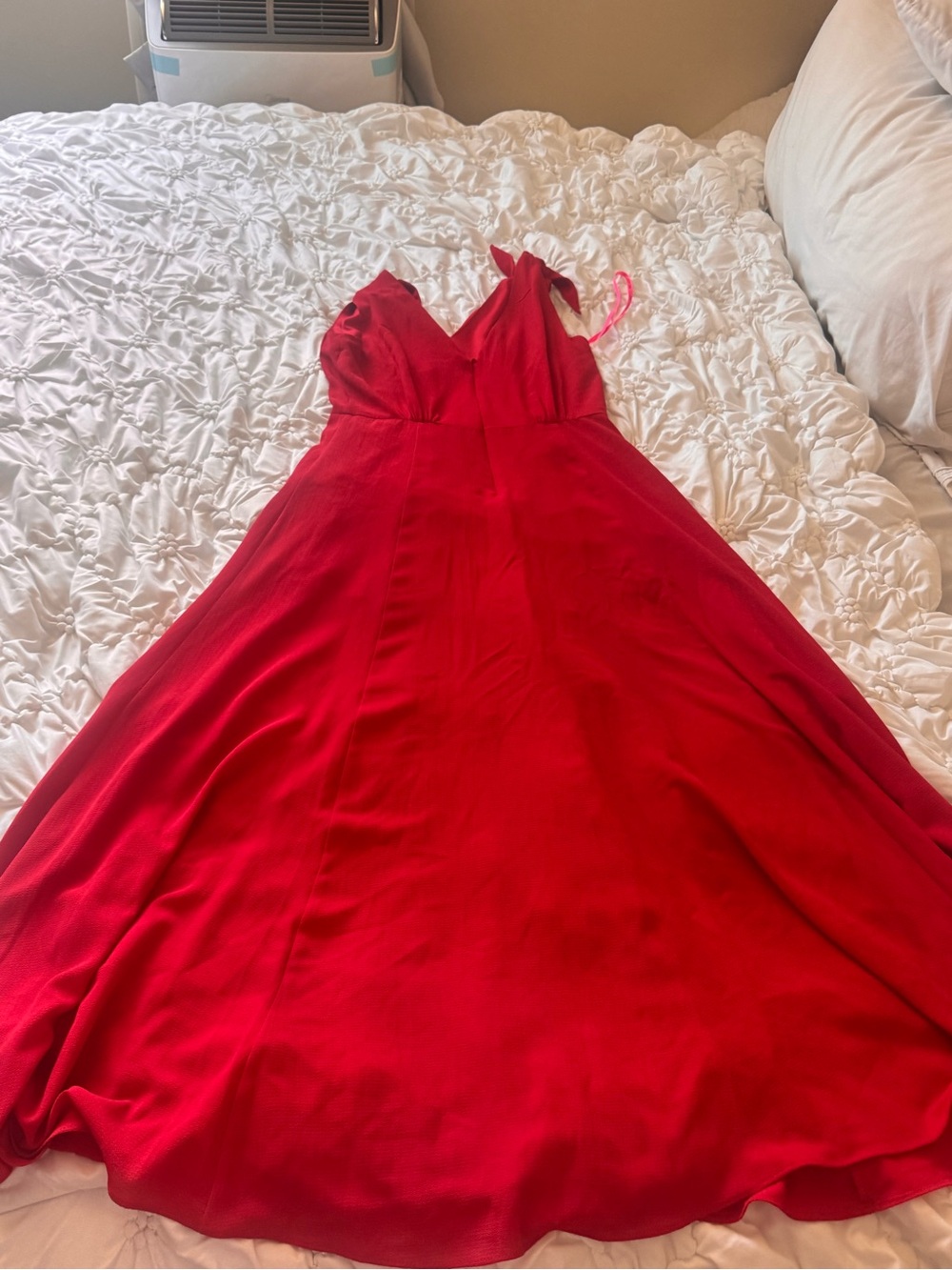 Betsey Johnson Red V-Neck Maxi Dress with Tie Straps - Picture 5 of 5